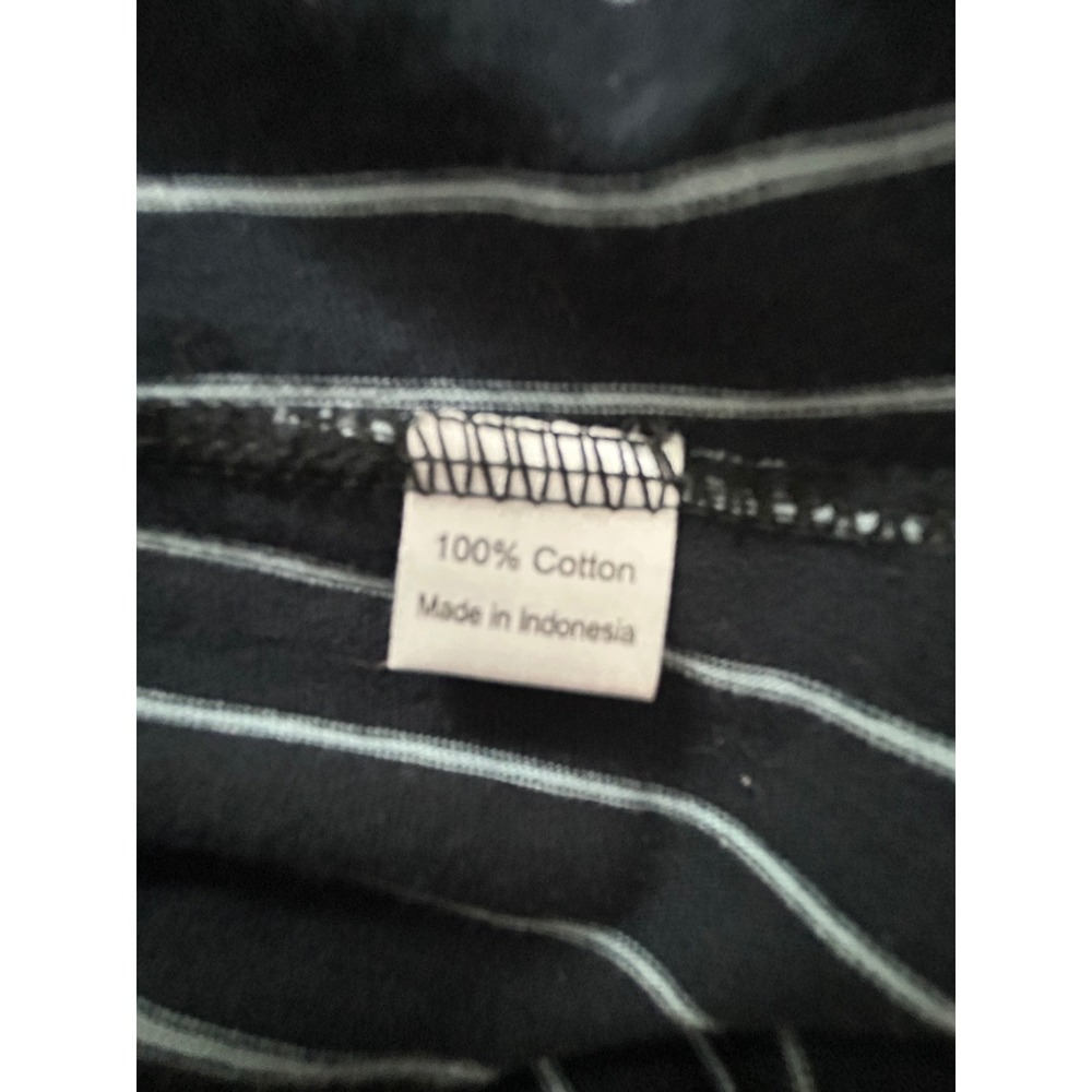 Flutter Womens Black White Pinstripe Wide Leg Cotton Pants Contrast Pockets L - Picture 5 of 12